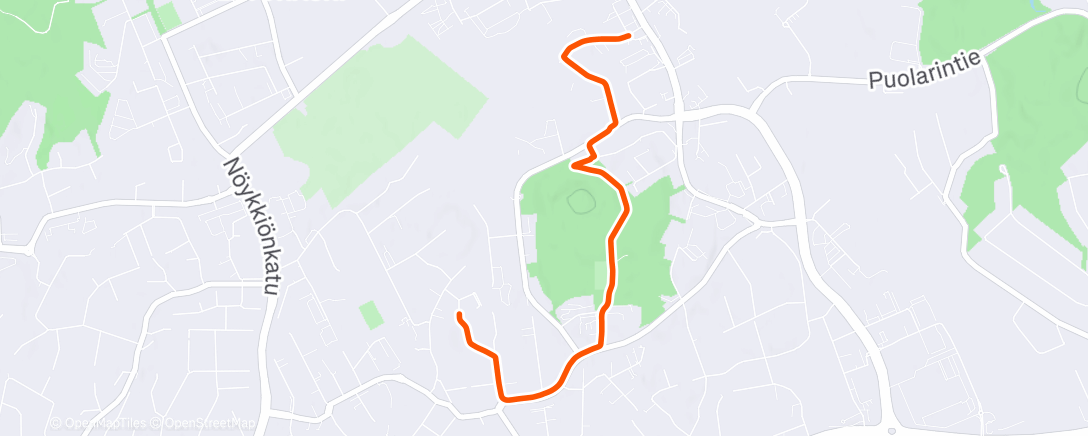 Map of the activity, Evening Run
