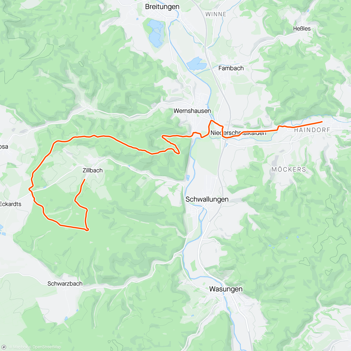 Map of the activity, Schmalkalden 🏢 - Zillbach 🏡