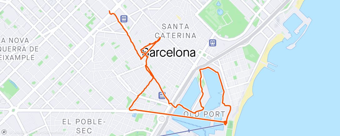 Map of the activity, Barcelona, Spain. Nice walk with Bev, and Herm and Patty Shelanski, around the city. Life IS GOOD.  👍🇺🇸