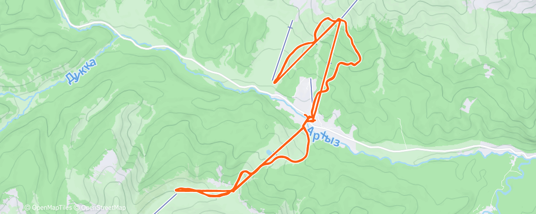 Map of the activity, Заезд на горных лыжах (утро)