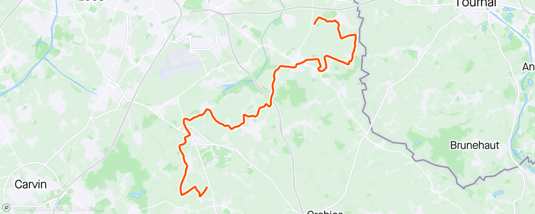 Map of the activity, Vincourt to Gruson France Evening Ride