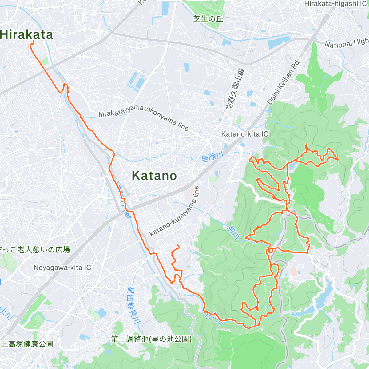 Карта физической активности (かたのビッグロックルート案内)