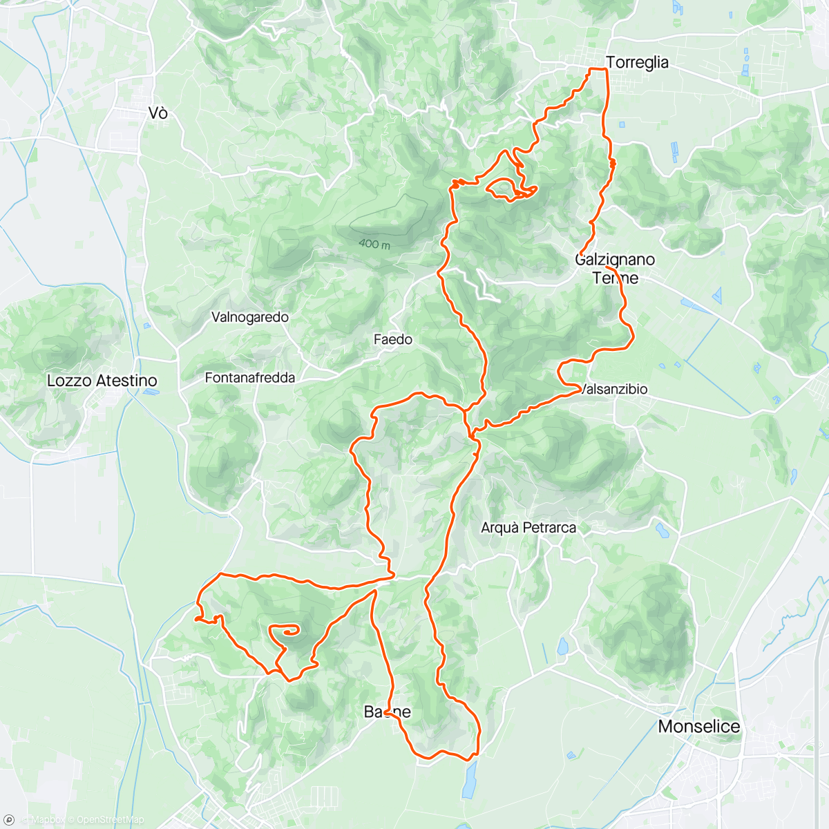 Map of the activity, Gravellando in salita