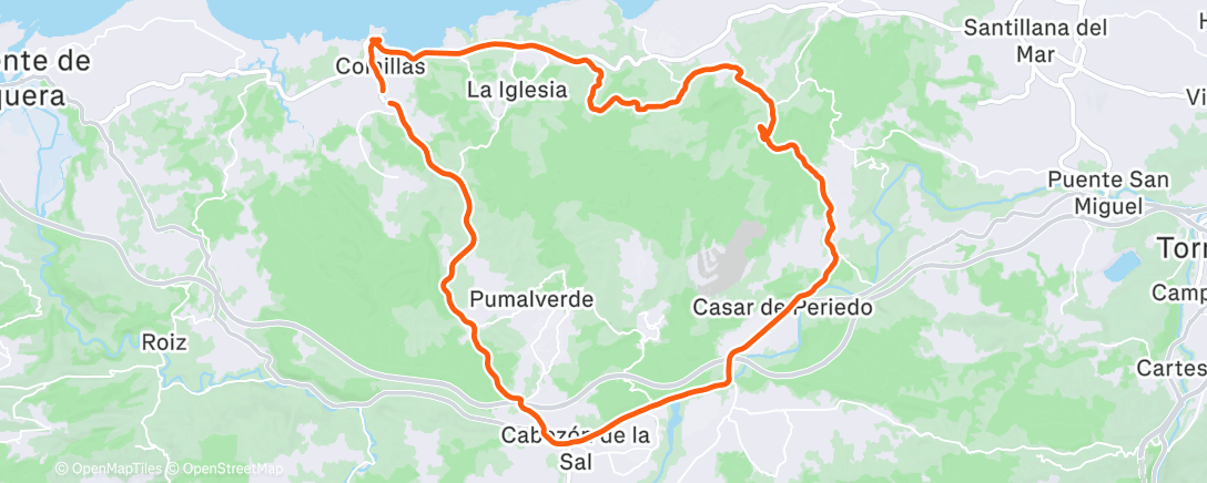 Map of the activity, Bicicleta por la tarde