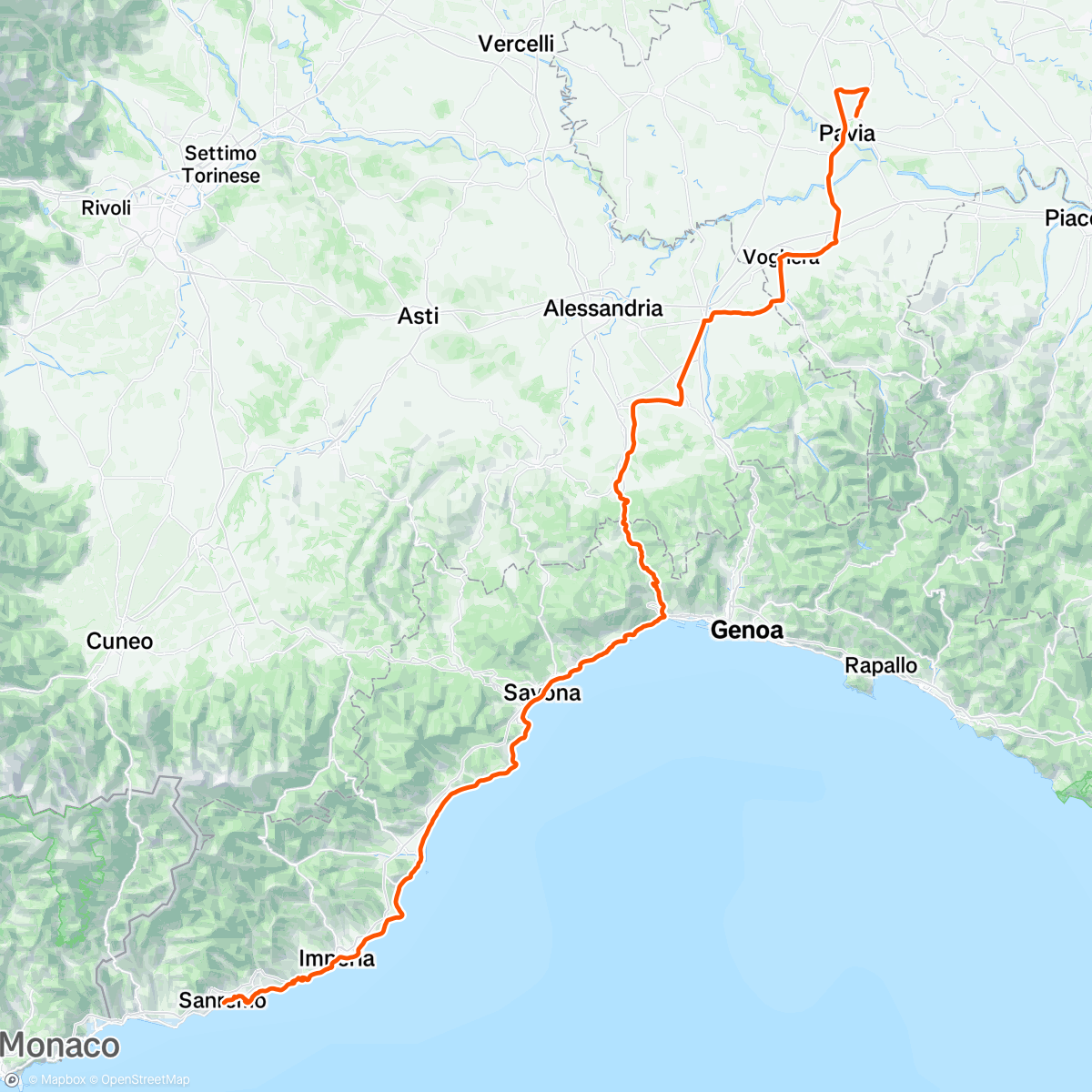 Map of the activity, Milano - San Remo - COTTO