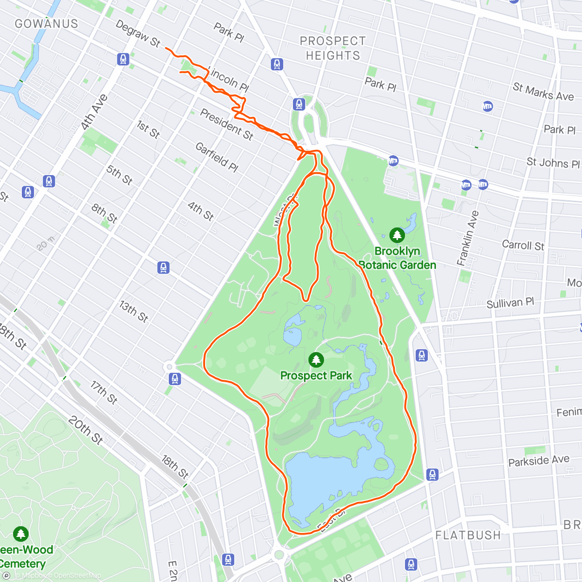 Map of the activity, Wednesday Run