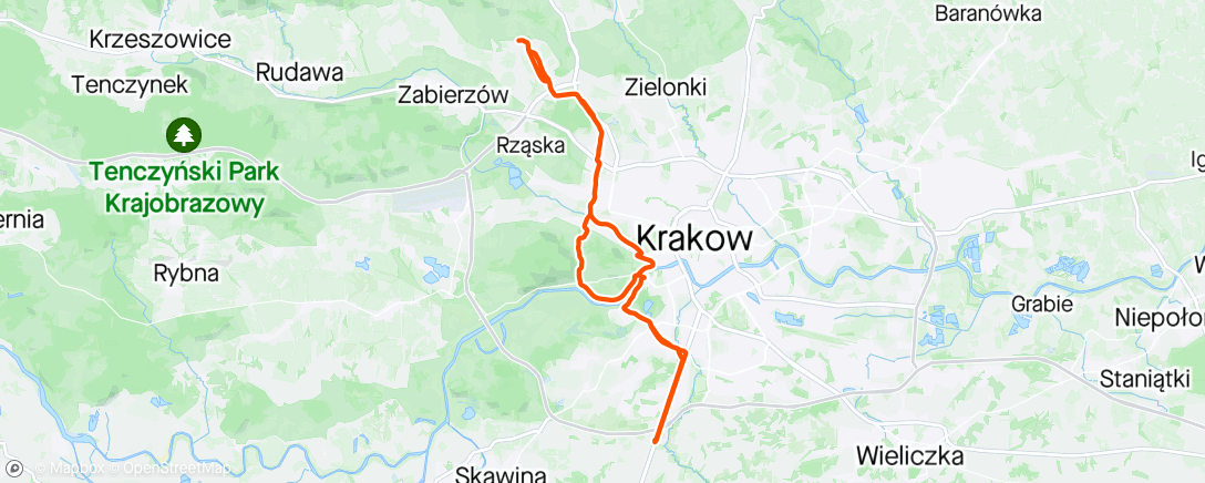 Map of the activity, Čaj w Ride