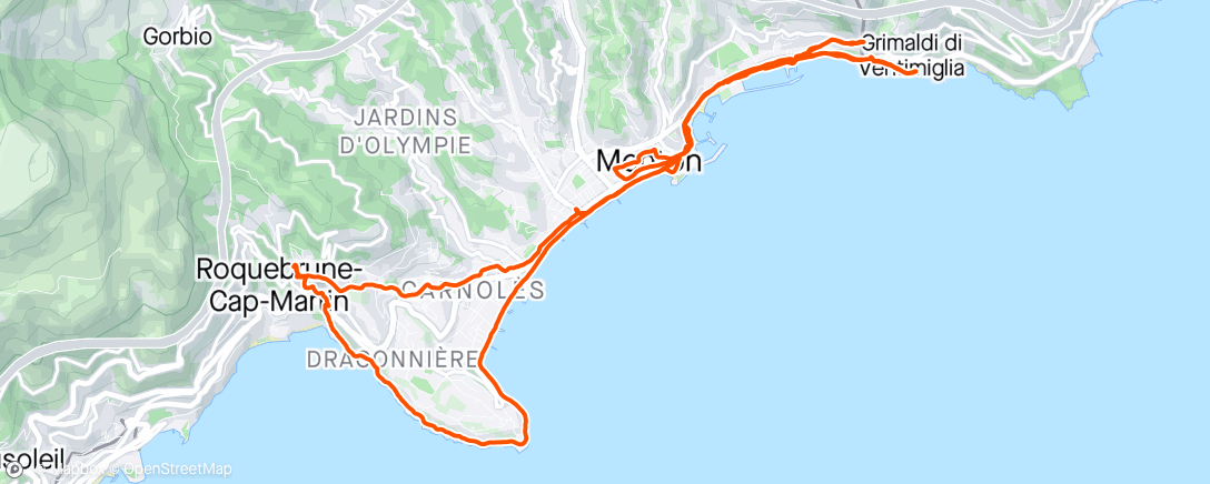 Map of the activity, Roquebrunerunden og litt Italia igjen