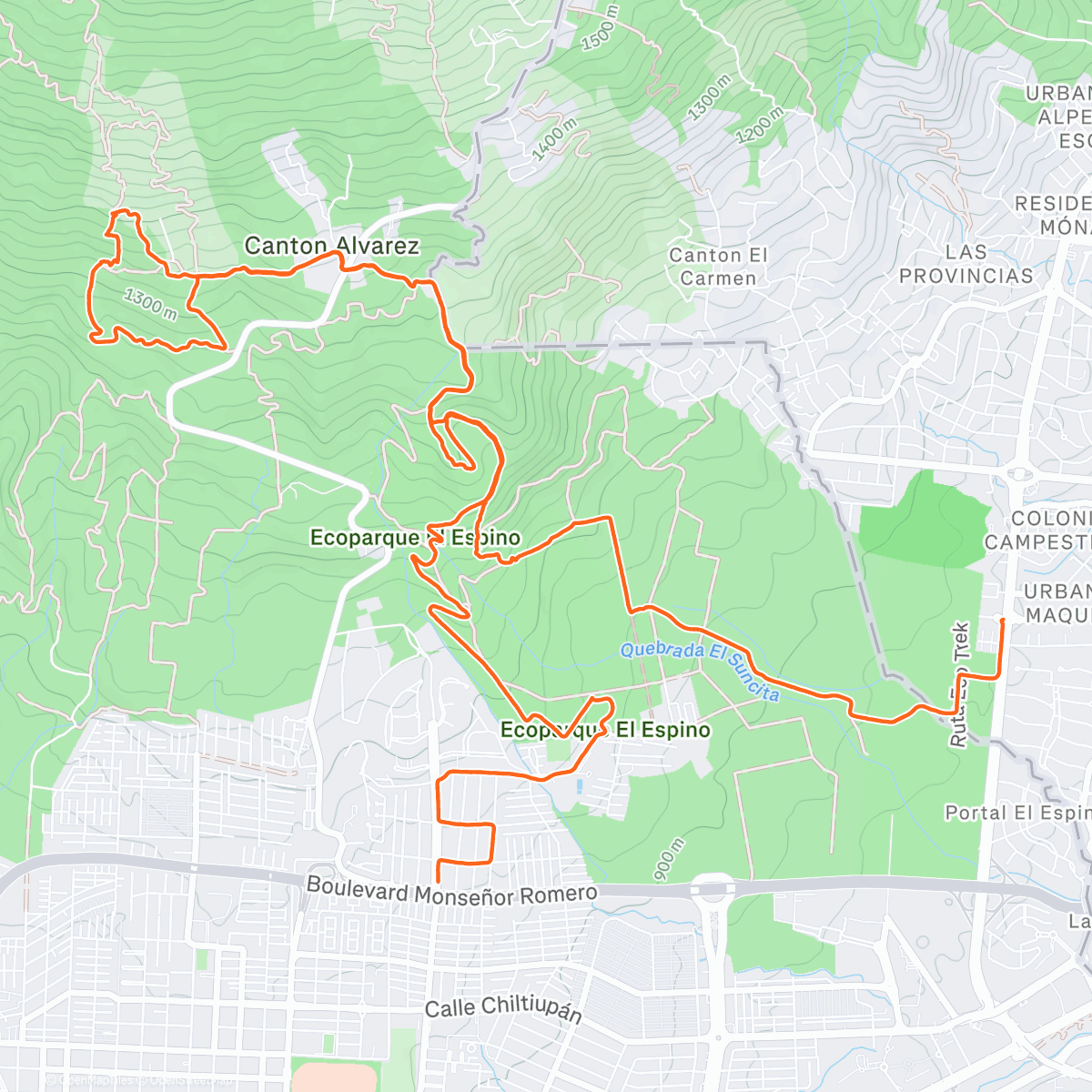 Map of the activity, Carrera de montaña matutina