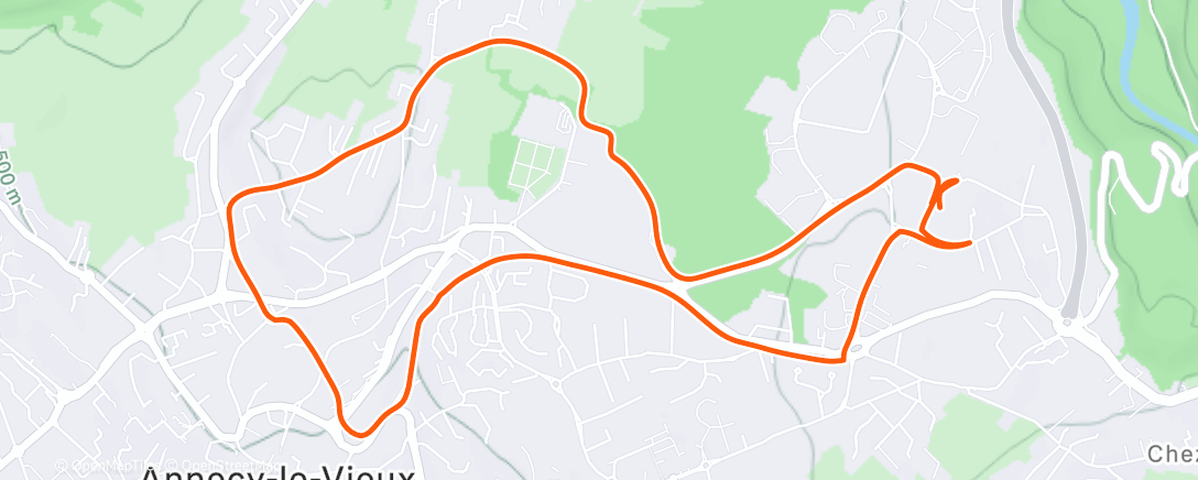 Map of the activity, Course à pied dans l'après-midi