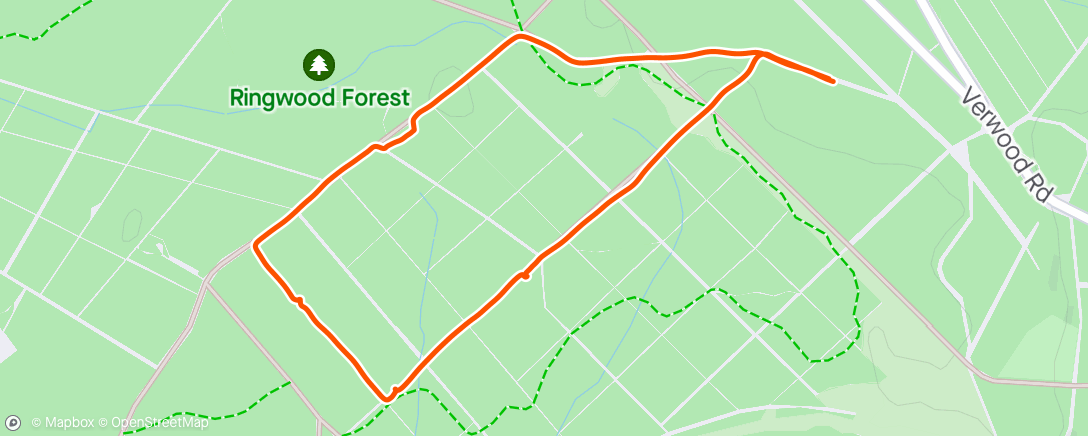 Map of the activity, Moors Valley fitness trail, jogging between zones.
