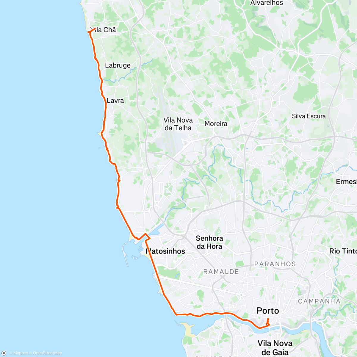 Map of the activity, Day 9. Ta dah!  Camino portuguese 2025 is completed!  Started and Ended at the Porto Cathedral.