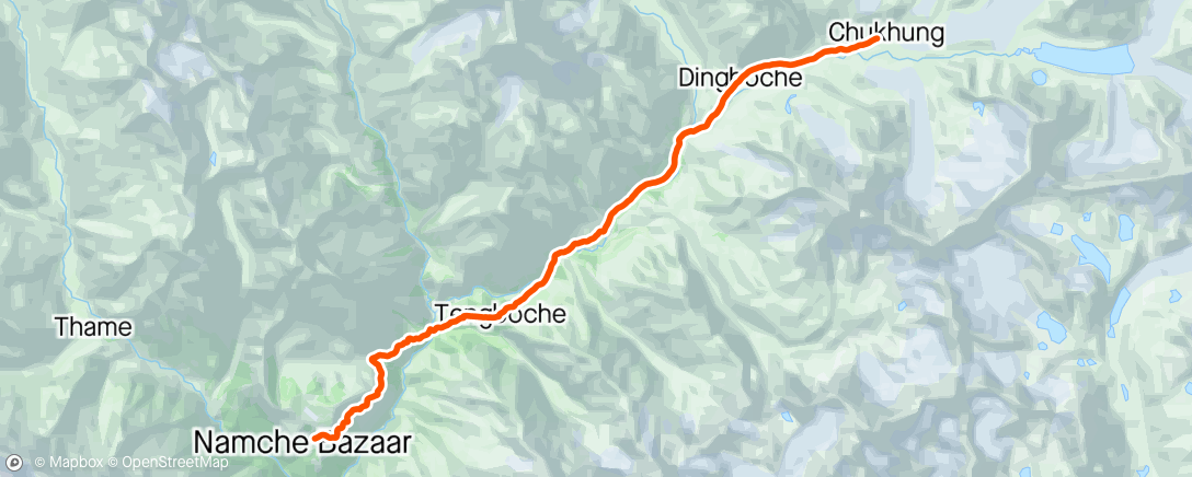 Map of the activity, Chukhung to Namche