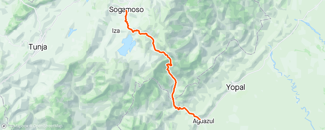 Map of the activity, Sogamoso - Aguazul.