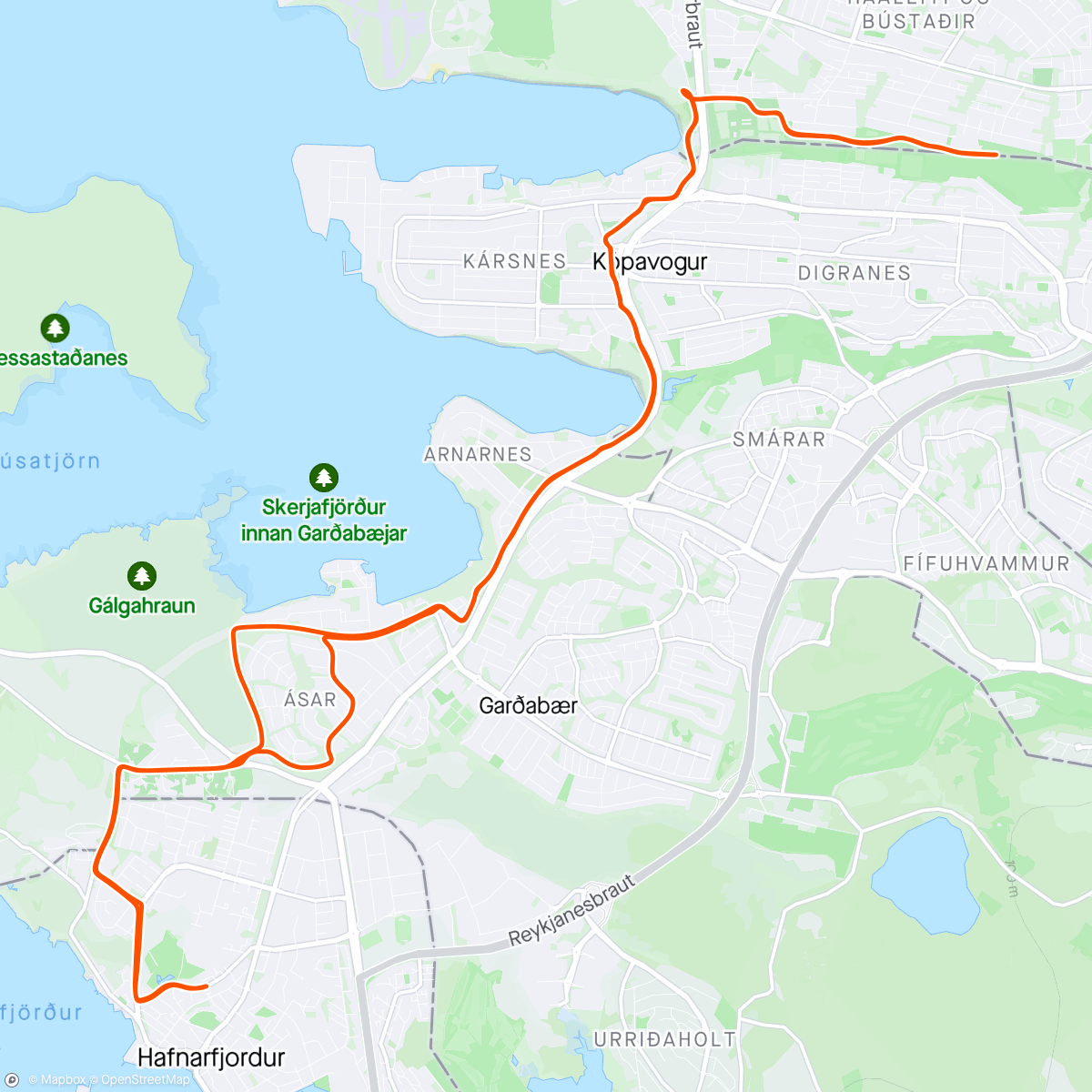 Map of the activity, Cyclicross rok og snjókoma