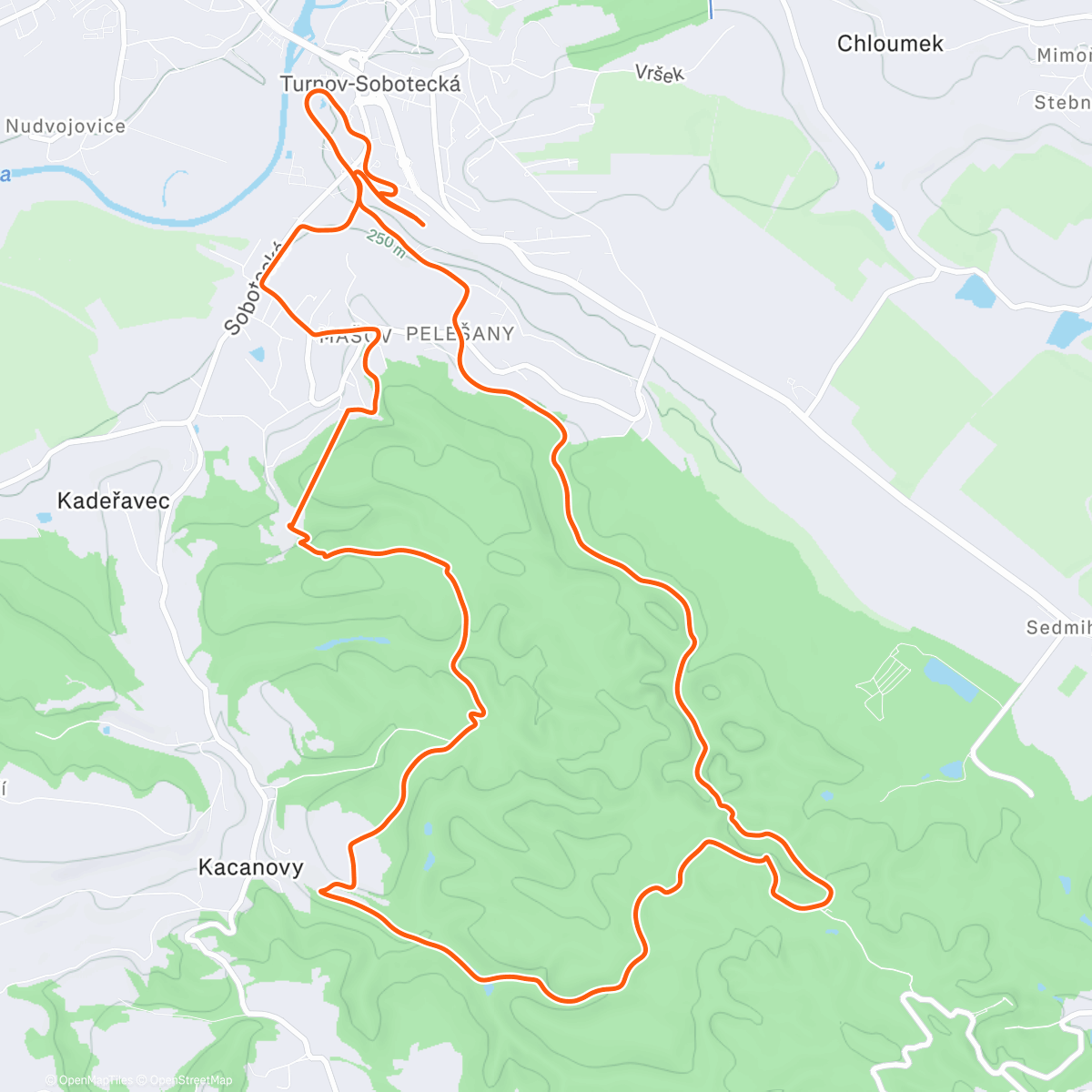 Map of the activity, Vànoční proběhnutí Skalákem.