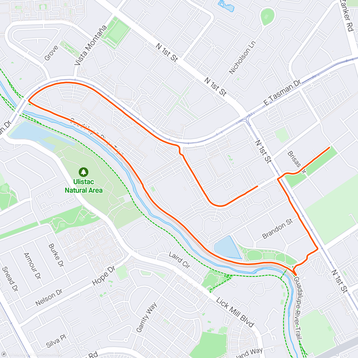 Map of the activity, 5K - effortless