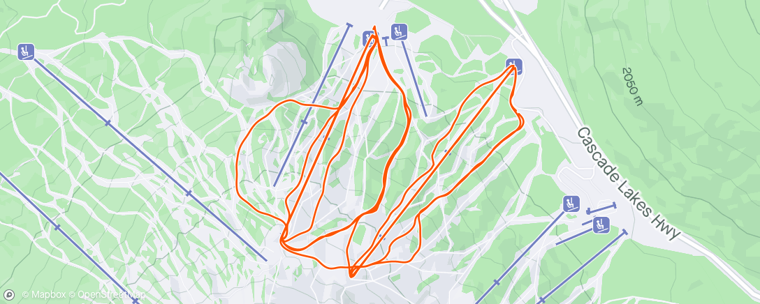 Map of the activity, Mt Bachelor