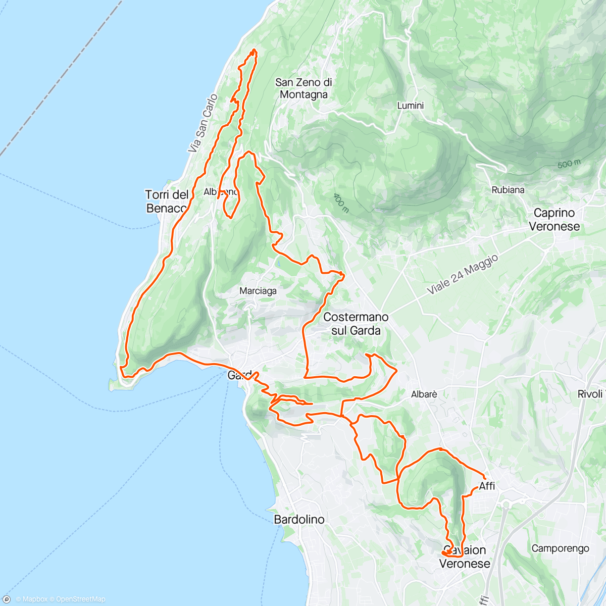 Map of the activity, Giro MTB da Affi traccia 🔝panorami 😎 e 🐗
