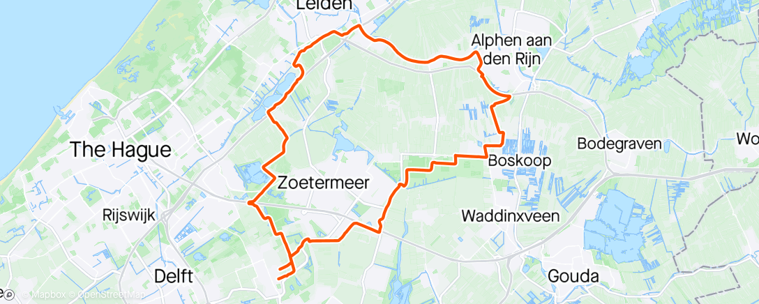 Map of the activity, Verplichte vrije dag fietstocht gewoon met wind 😞