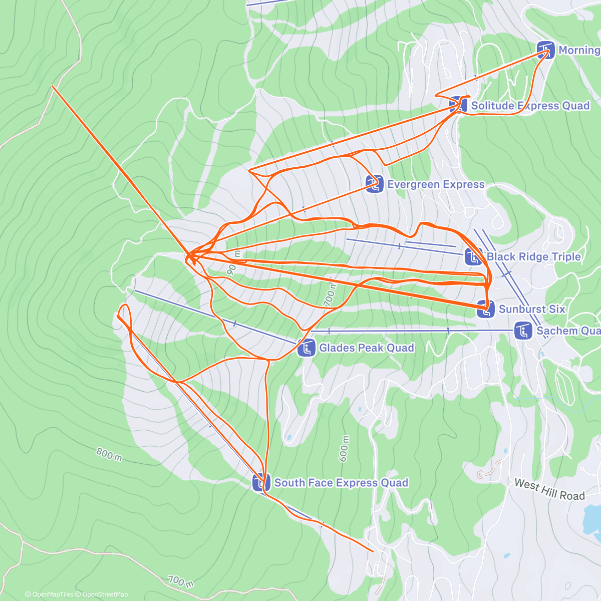 Map of the activity, Slopes - A day skiing at Okemo Mountain Resort