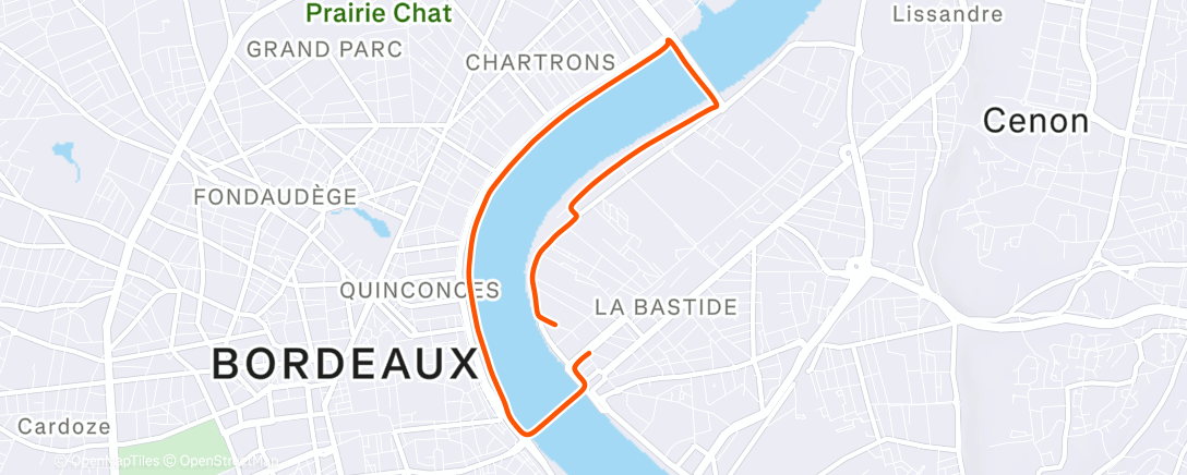 Map of the activity, Course à pied le midi