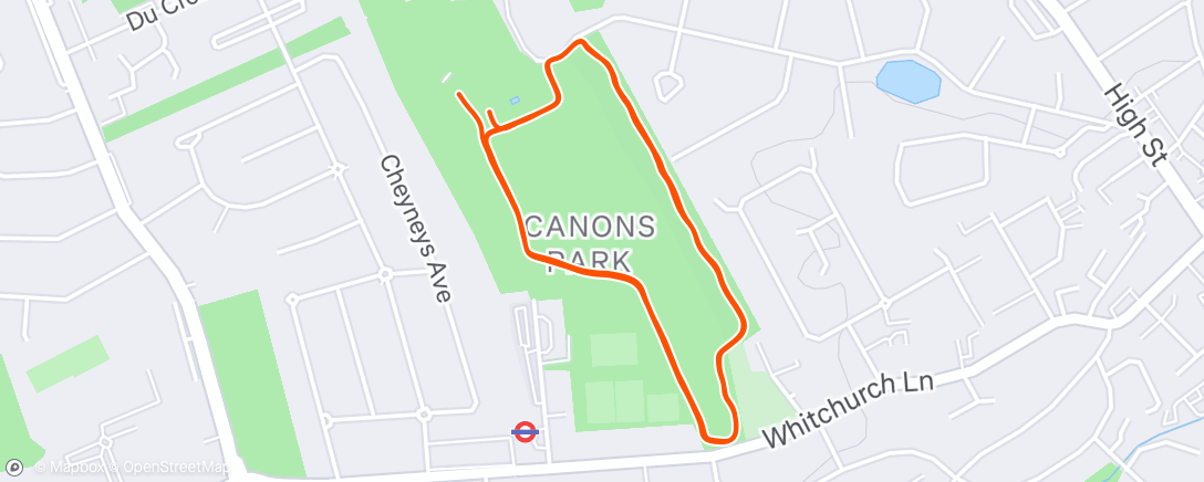 Map of the activity, Canons parkrun. Day 27th.