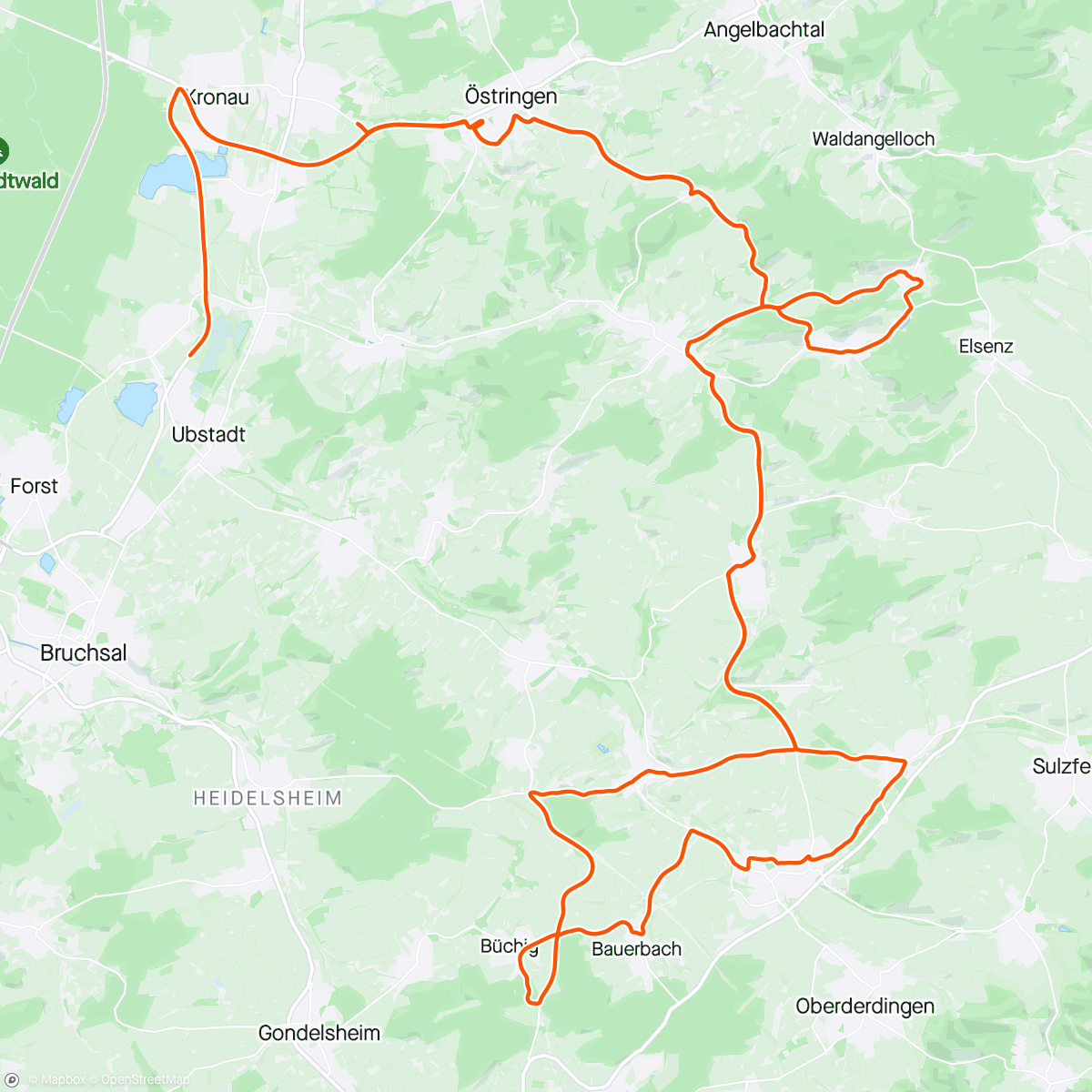 Karte der Aktivität „Ironman Kraichgau 70.3 Staffel”
