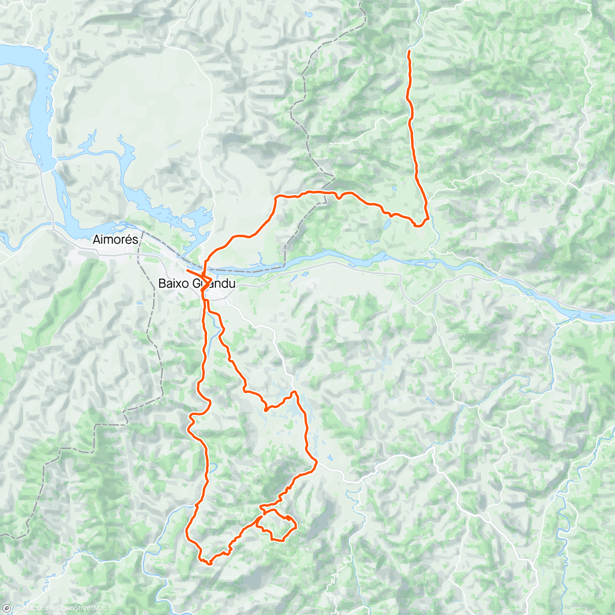Mapa da atividade, B. Guandu x Monjolo descendo pelo 15 x km 14 x B. Guandu