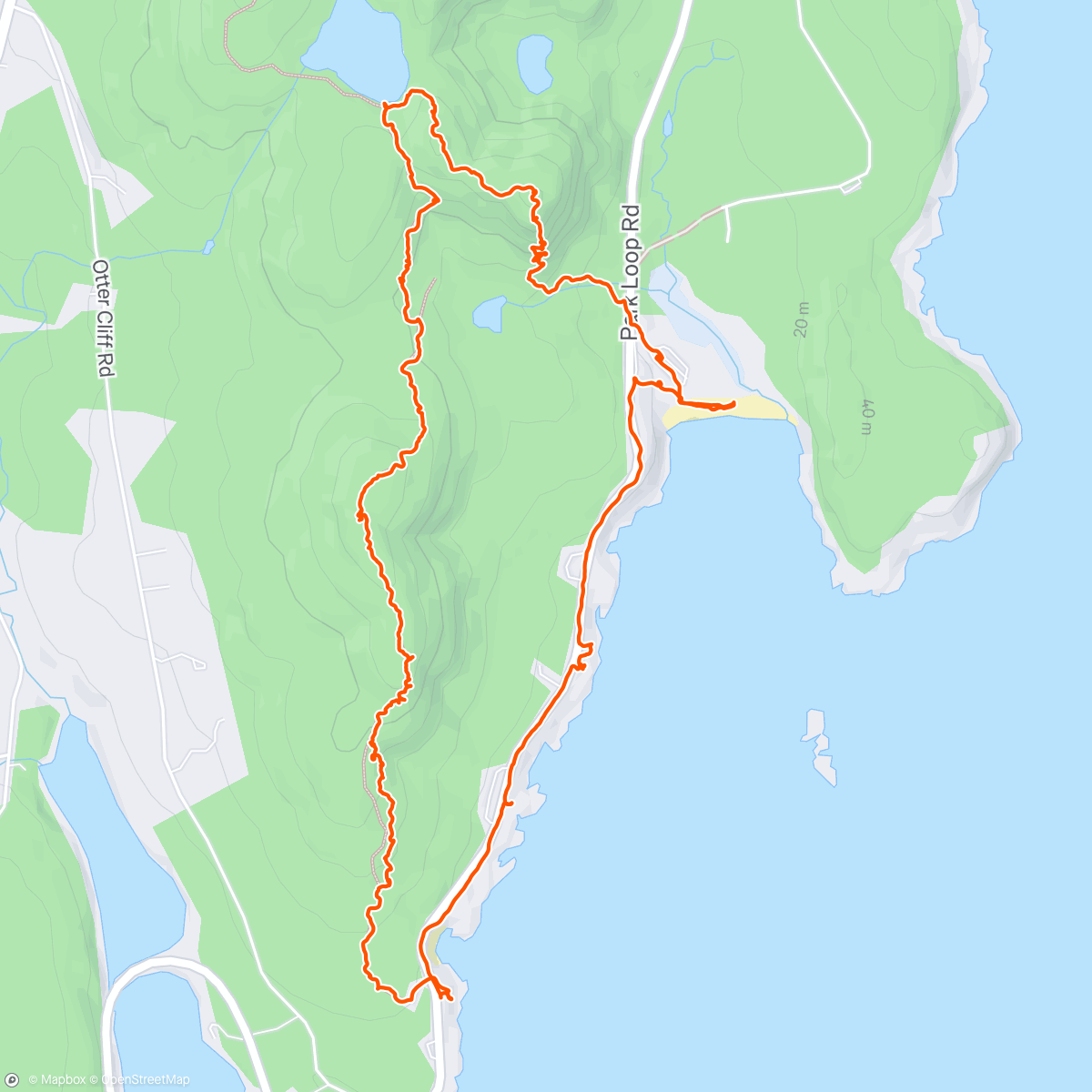 Map of the activity, Beehive, Gorham Mtn, Cadillac Cliffs, and Ocean Path Trails (Acadia NP)