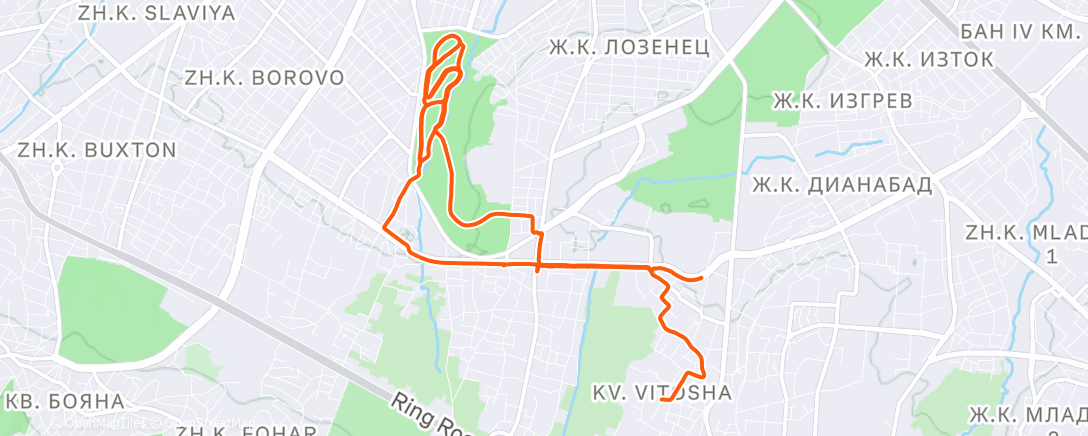 Map of the activity, Afternoon Run