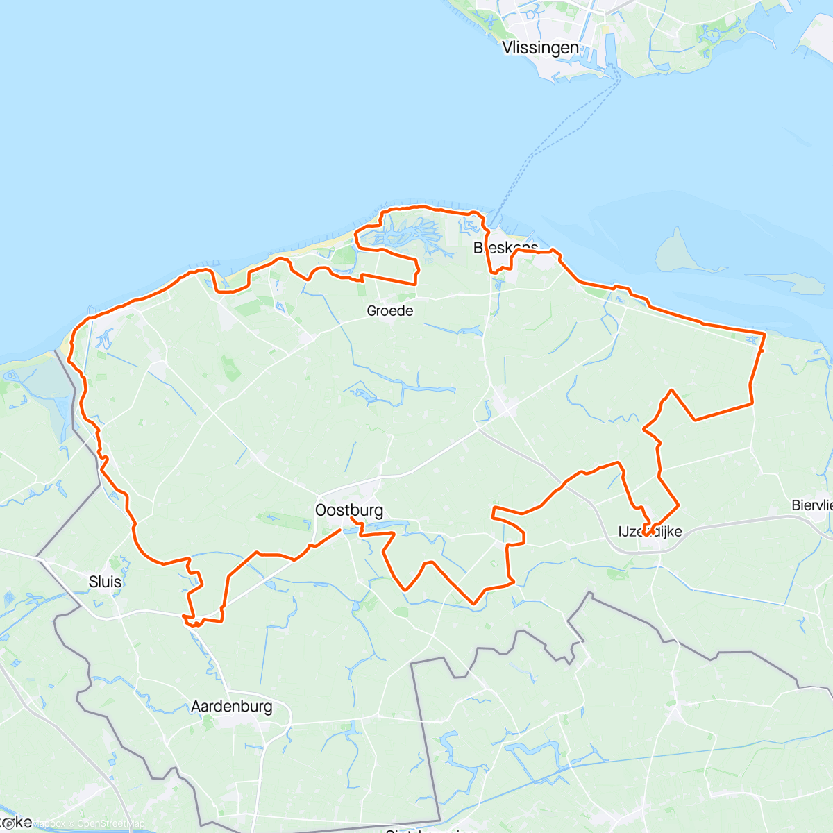 Mapa de la actividad, 81km van de 24u van Oostburg