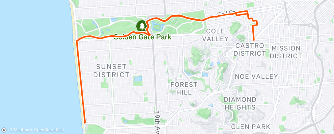 Map of the activity, Evening Ride