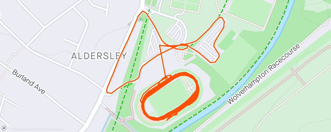 Map of the activity, Track: 8x2min (1min); 1600 steady; 4x200 (200) WD
