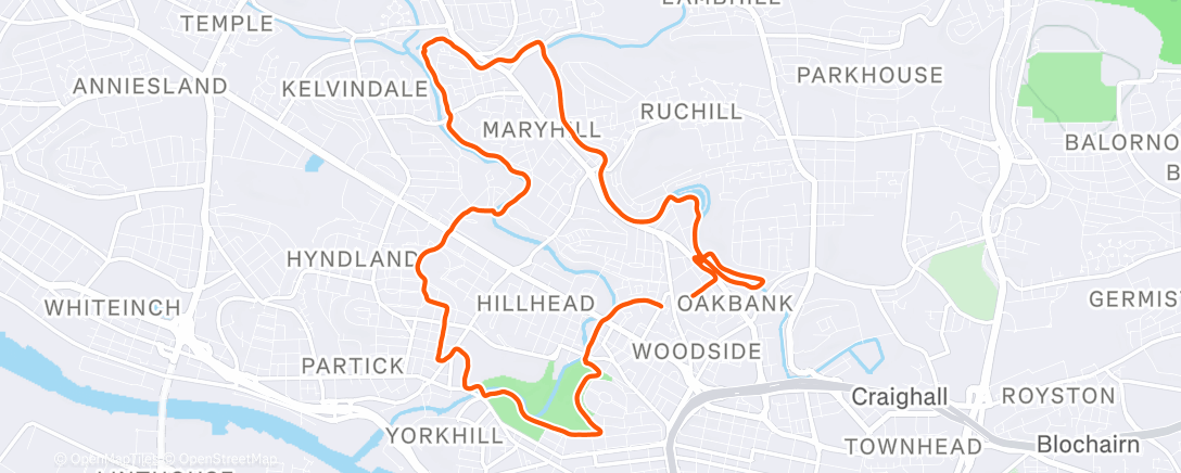 Map of the activity, Afternoon Run