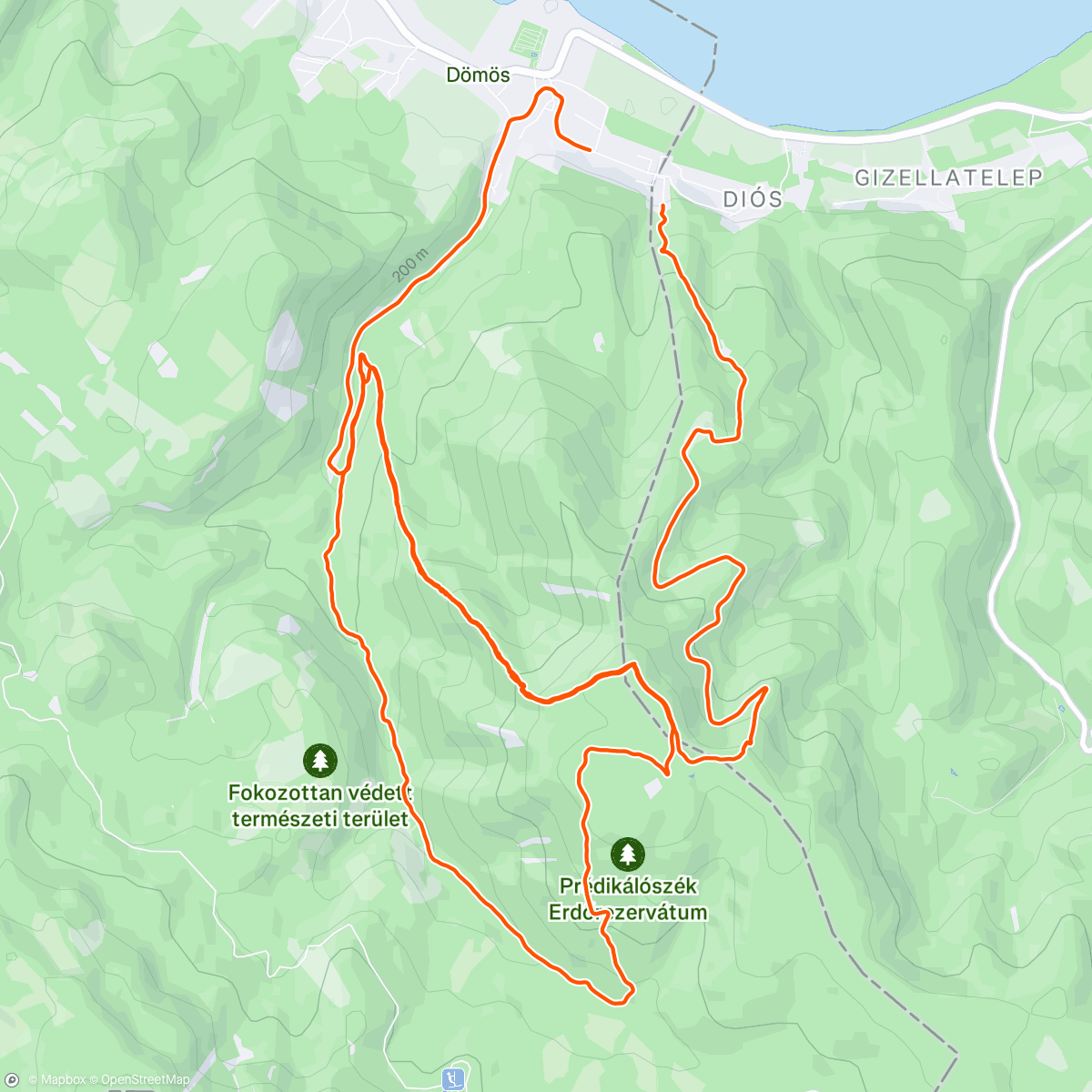 Map of the activity, 3x Prédi: 21:13, 22:49, 23:36