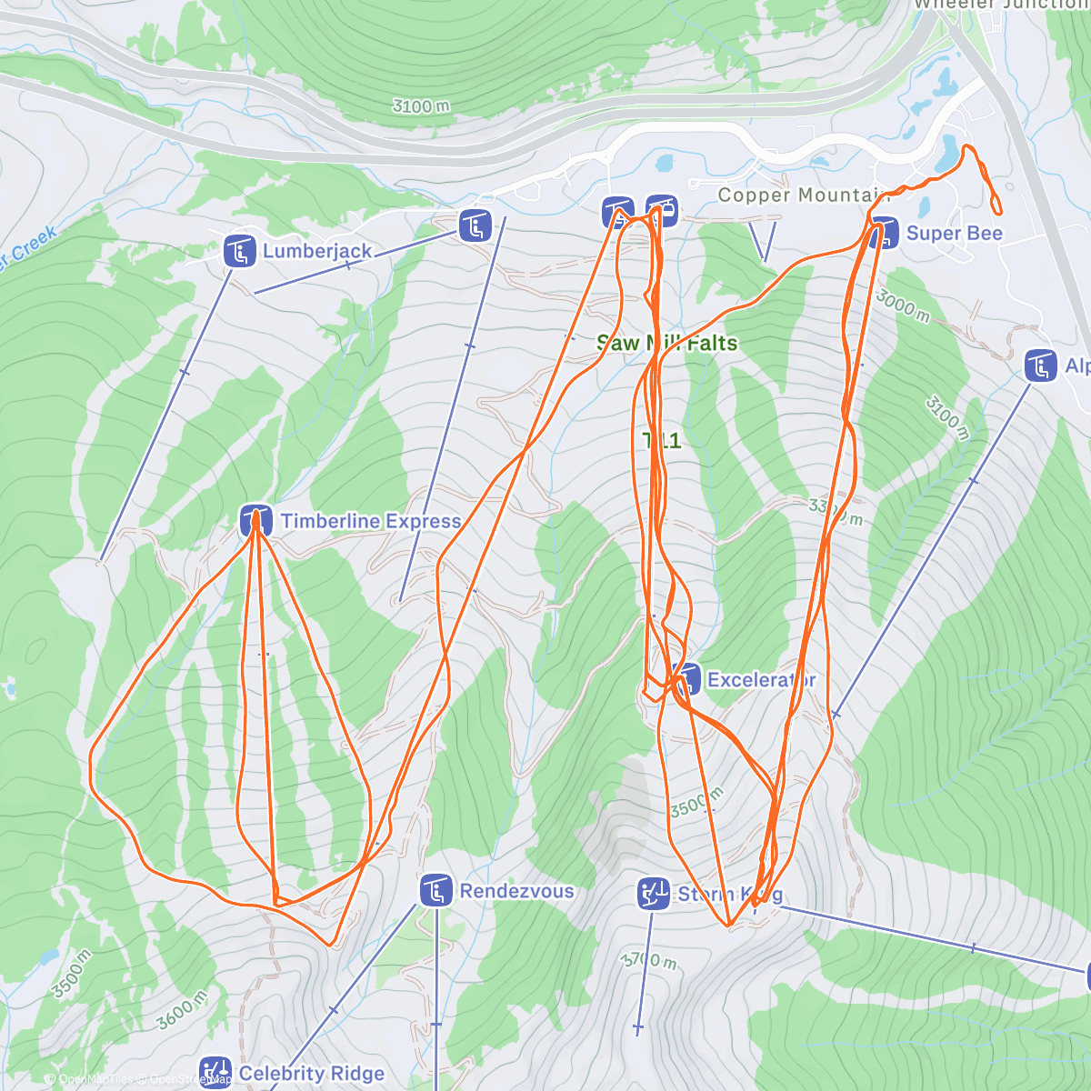 Map of the activity, NYE groomer rippin
