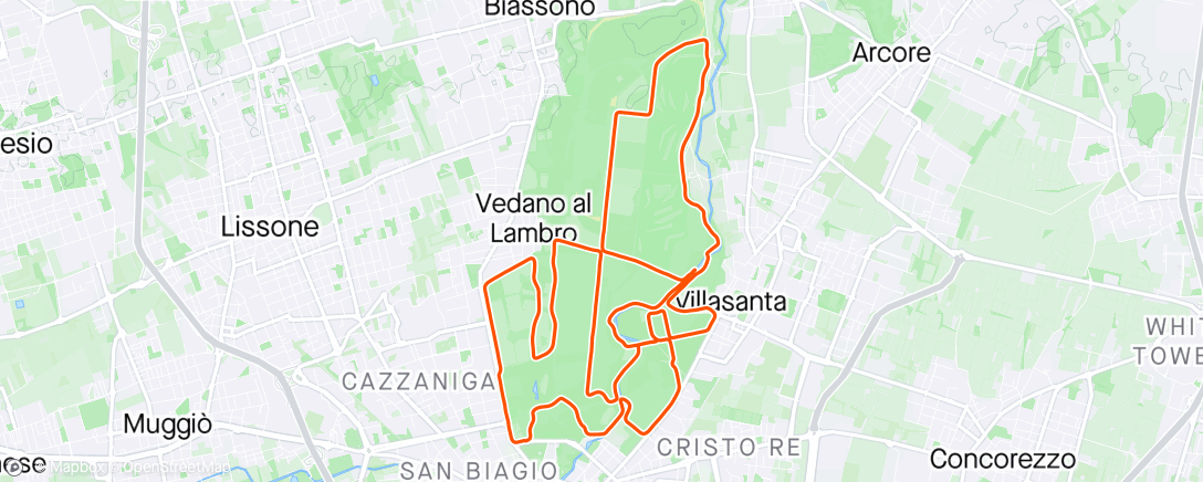 Mapa da atividade, con Rosy ❤️ nel Parco di Monza