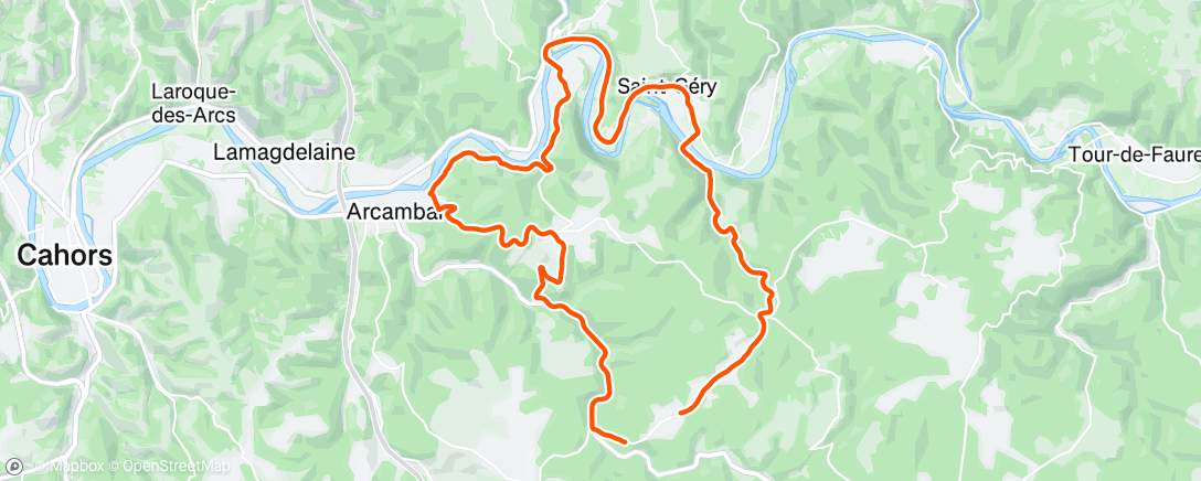 Map of the activity, Sortie vélo en soirée