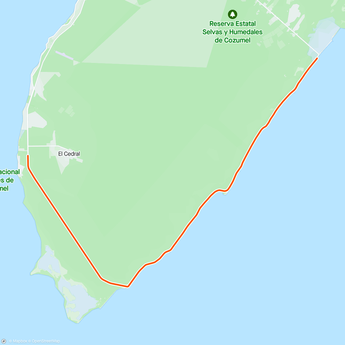 Map of the activity, ROUVY - GFNY Cozumel 30km