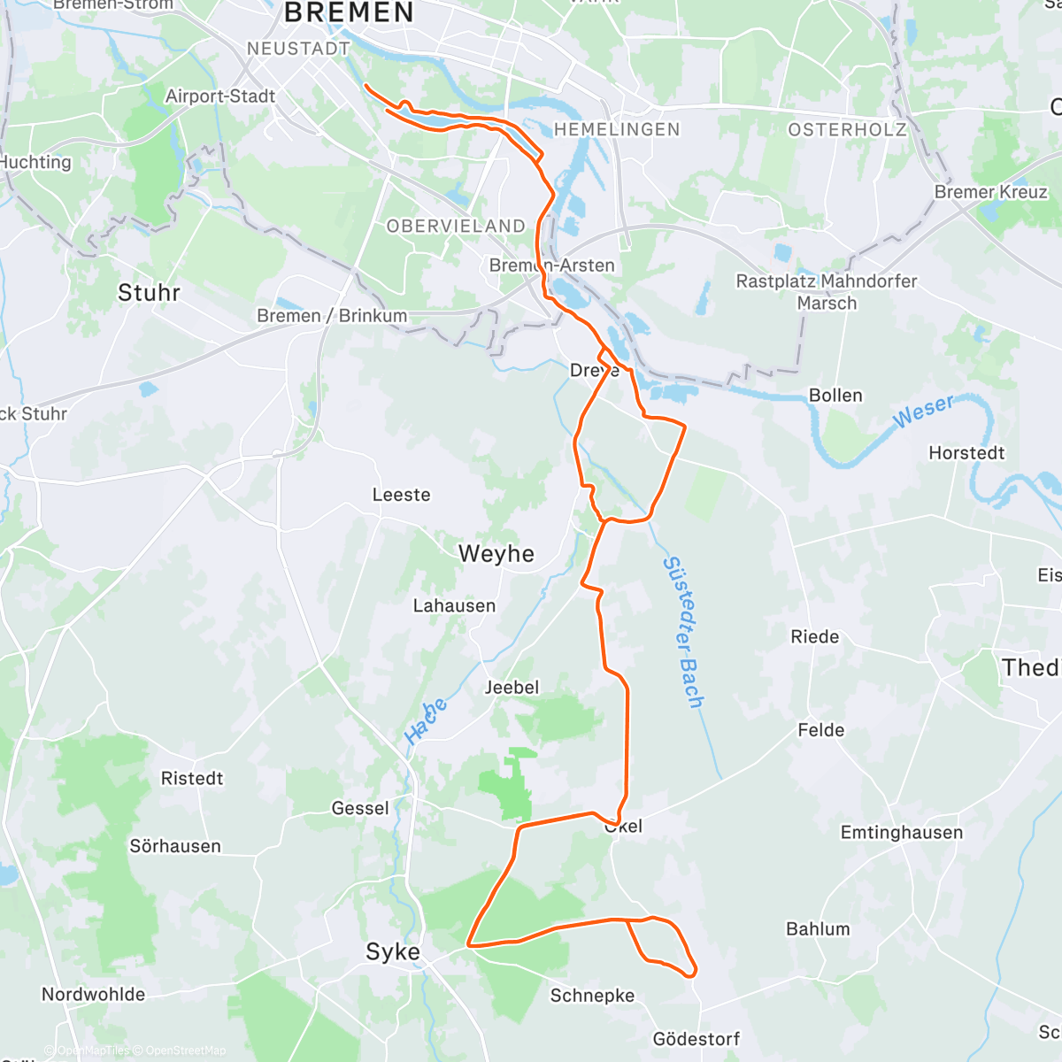 Map of the activity, Radfahren