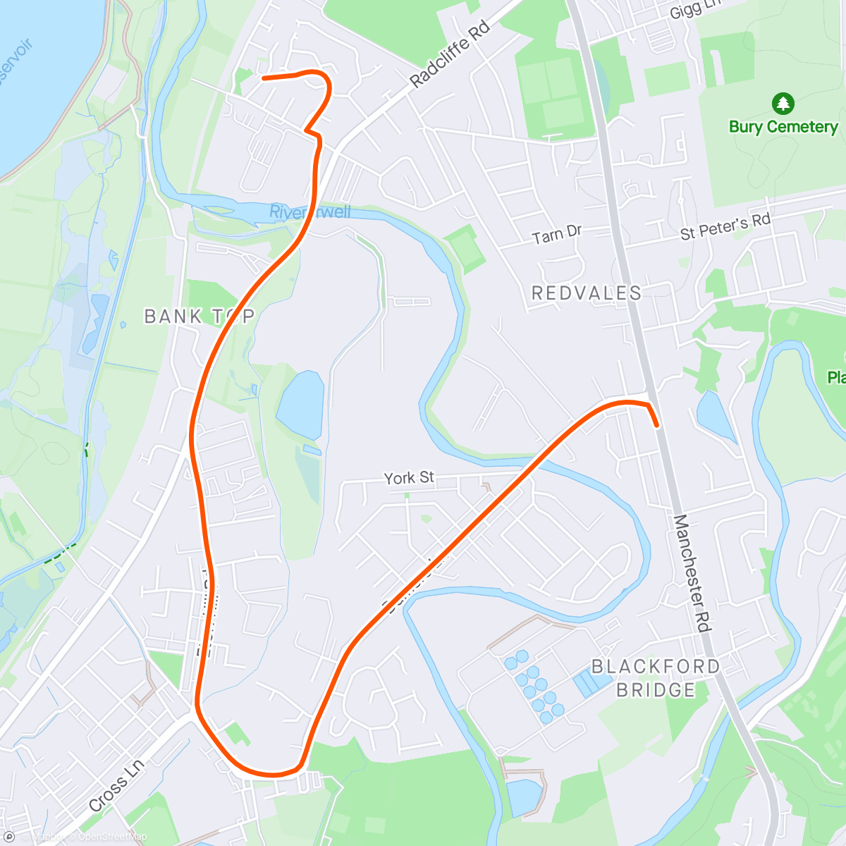 Map of the activity, Slow jog with Bev and a wonderful catch up; Garmin oddly measuring 250m over 🤔 Still struggling breathing with what was probably Covid three weeks ago, the symptoms were textbook and identical to a neighbour 😥