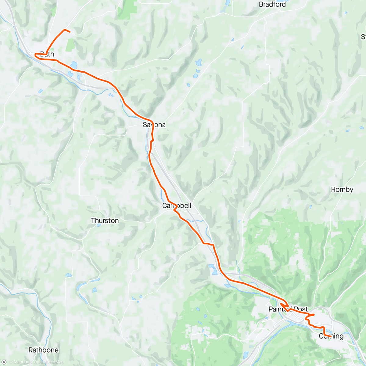 Map of the activity, Corning Wineglass Marathon