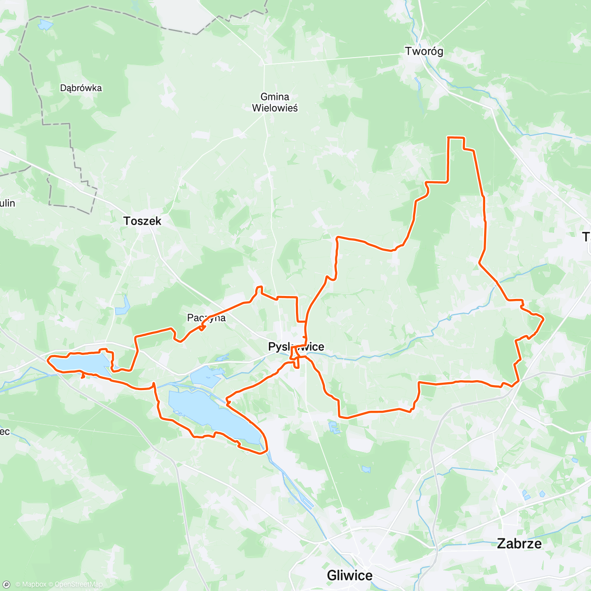 Map of the activity, Szlak Mamucim Śladem i pętla Zbrosławicka