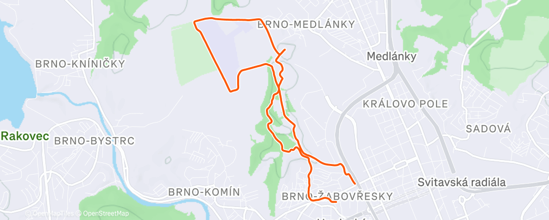 Map of the activity, Evening Trail Run