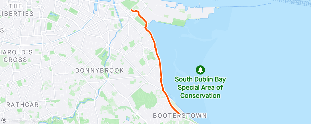 Karte der Aktivität „Dublin 4, Irishtown Stadium / Blackrock, Booterstown Marsh”