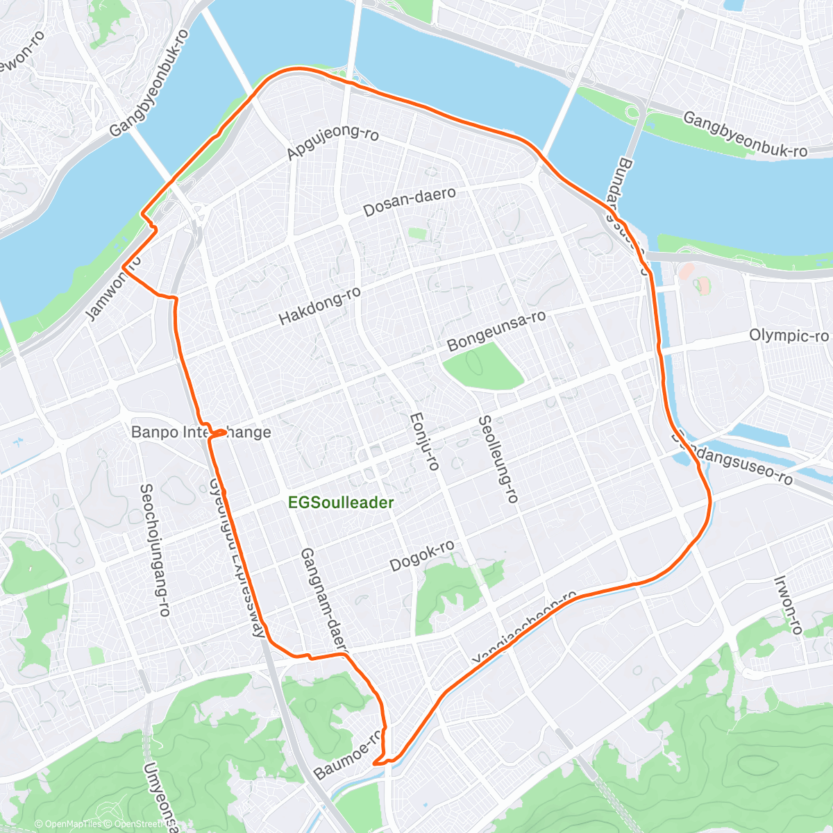 Map of the activity, #233 러닝 지속주 하프