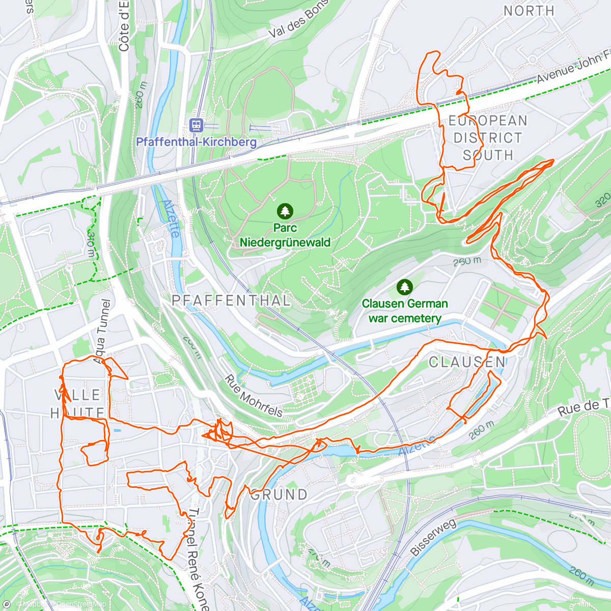 Map of the activity, Luxemburg Tag 2