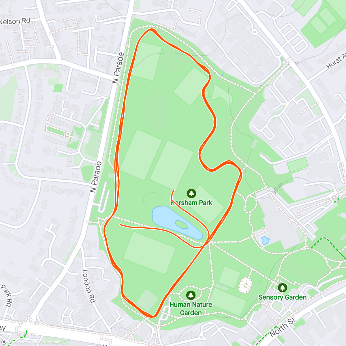 Mappa dell'attività Horsham parkrun