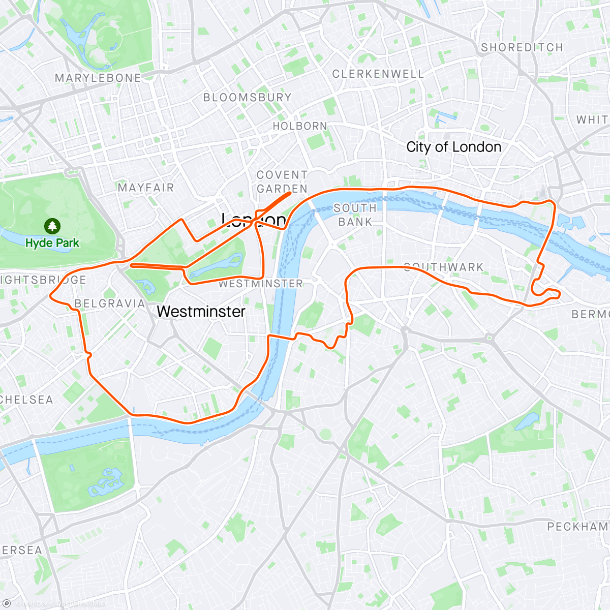 Map of the activity, Zwift - 200w 45min in London